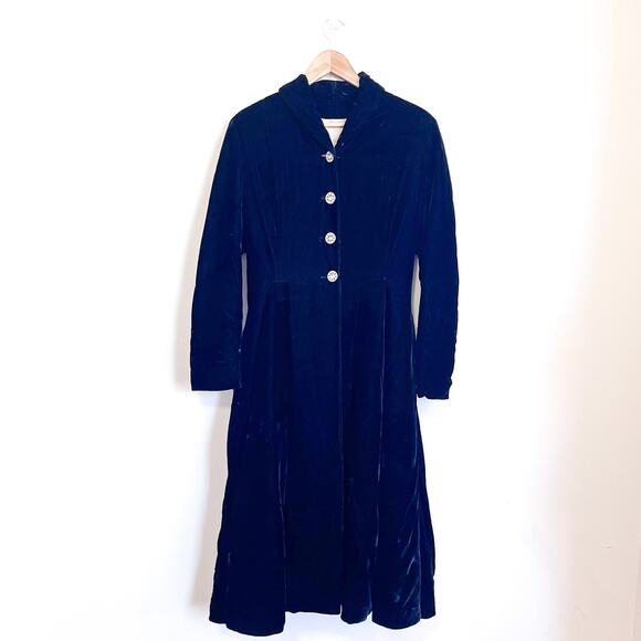 Vintage Victorian Velvet Opera Evening Regency Coat Size S Black Glam Gothic Emo - Picture 4 of 14